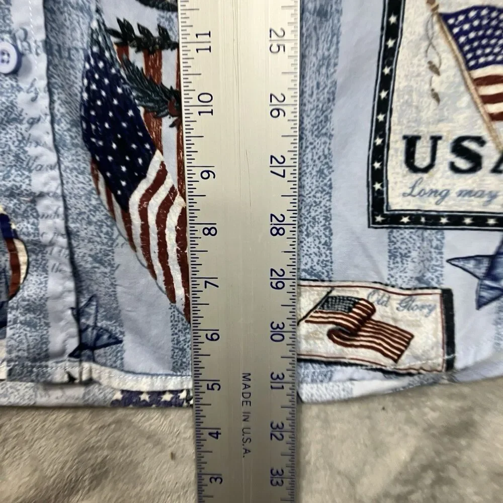 Patriotic Shirt XXL American Flag Uncle Sam Button Up USA Clearwater Outfitters
